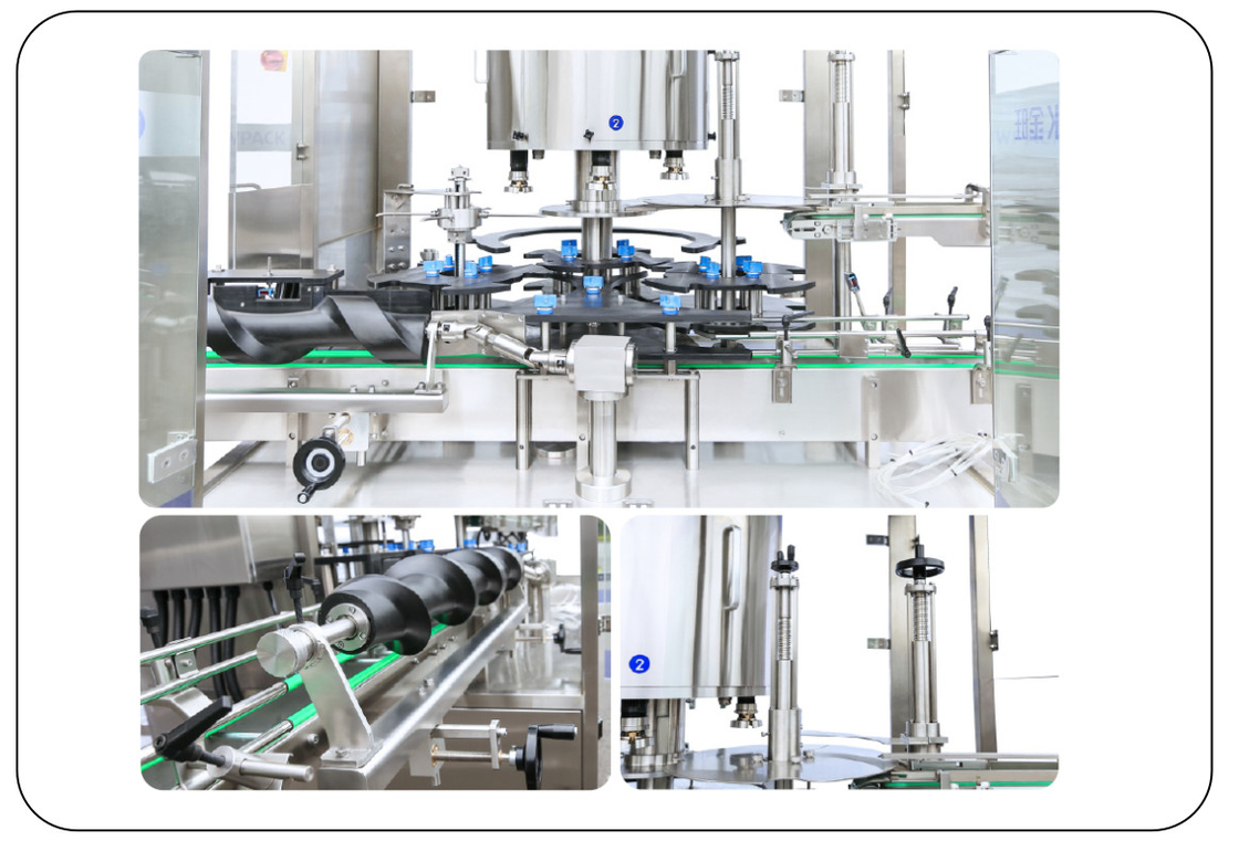 PLC-gecontroleerde roterende automatische schroefkappenmachine 8 hoofd 50ML-1000ML max 9000 BPH