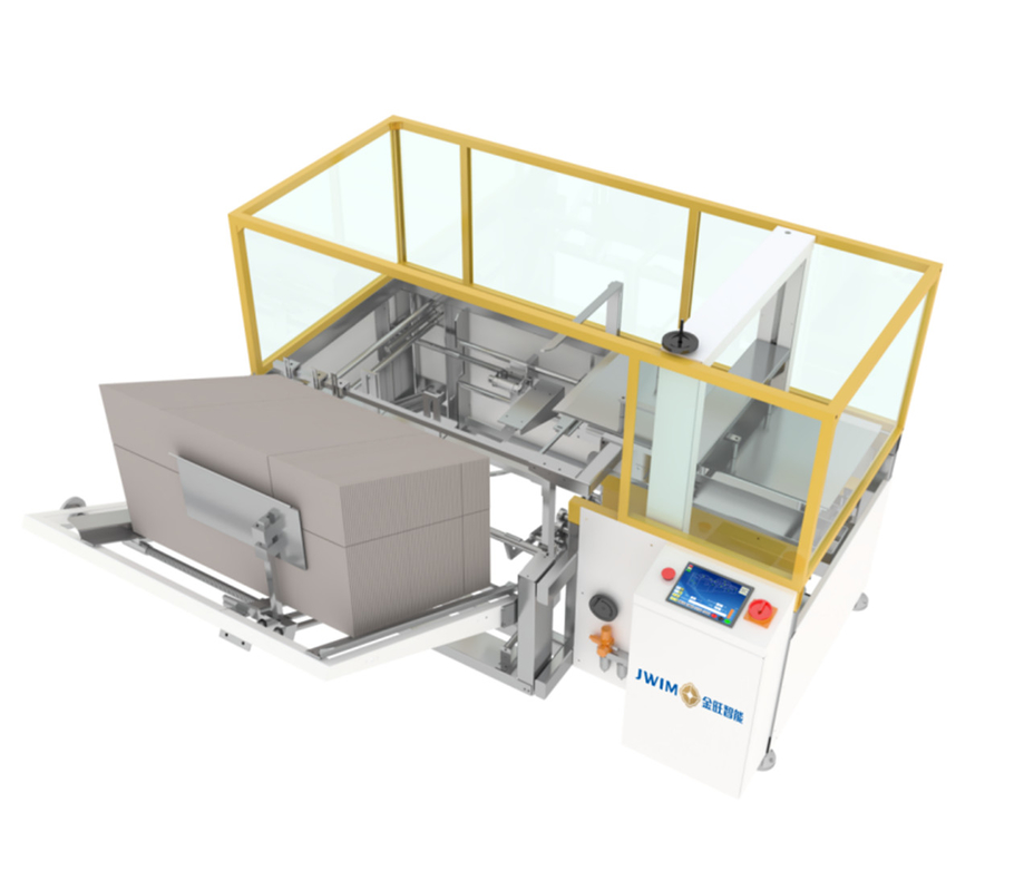 Automatische kartonnen oprichtmachine links in rechts uit open kartonnen voor de agrochemische industrie Flessen vullijn